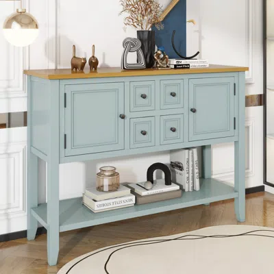 Streamdale Furniture Streamdale Vintage Cambridge Console Table With Ample Storage In Blue