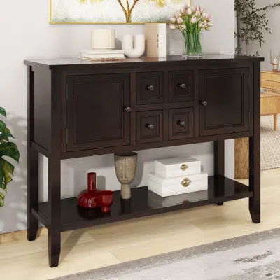 Streamdale Furniture Streamdale Vintage Cambridge Console Table With Ample Storage In Brown