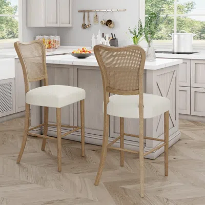 Streamdale Furniture Streamdale Vintage Cane-detailed Bar Stool: Comfort And Elegance United Set Of 2