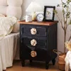Streamdale Furniture Streamdale Vintage Farmhouse End Table - Rustic Nightstand, 3 Drawers, Black In Black