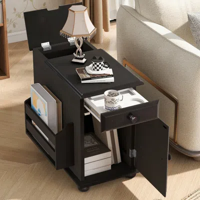 Streamdale Furniture Streamdale Vintage Flip Top End Table With Usb & Drawer