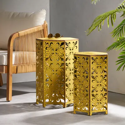 Streamdale Furniture Streamdale Vintage-inspired Fleur-de-lis Nesting Tables For Indoor/outdoor Elegance