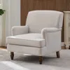Streamdale Furniture Streamdale Vintage Linen Armchair, Antique Wood Legs, Accent Sofa, Beige In Neutral