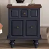 Streamdale Furniture Streamdale Vintage Nightstand 2 Drawer Roman Column Legs Dark Blue