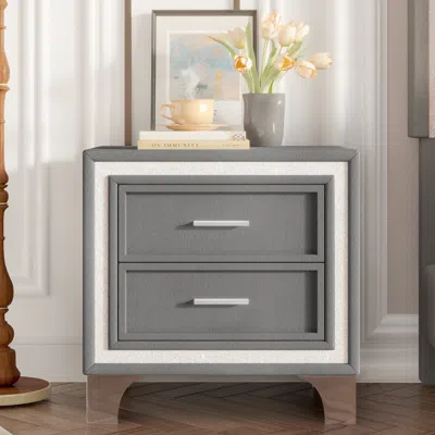 Streamdale Furniture Streamdale Vintage Nightstand With Velvet & Metal Legs
