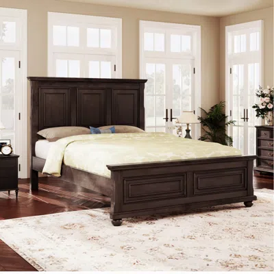 Streamdale Furniture Streamdale Vintage Pinewood King Bed Frame, Rich Brown