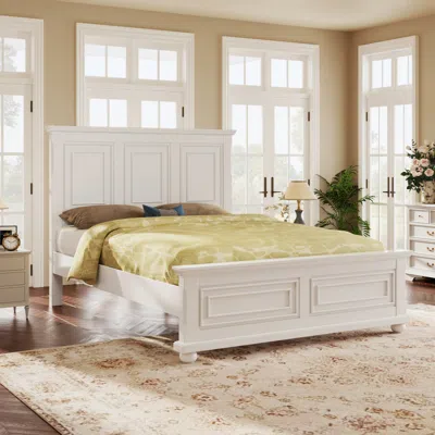 Streamdale Furniture Streamdale Vintage Pinewood Tall King Bed Frame White