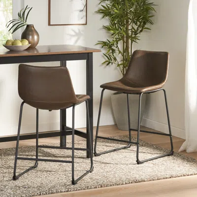 Streamdale Furniture Streamdale Vintage Style Brown 24-inch Counter Stool (set Of 2)