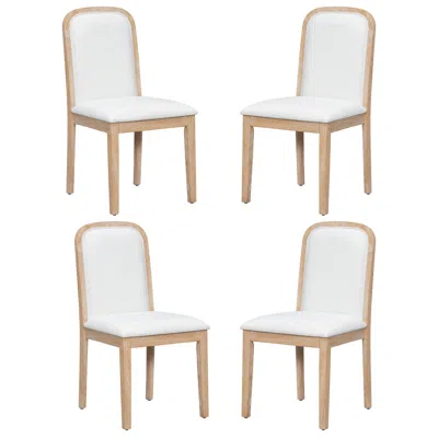 Streamdale Furniture Streamdale Vintage Upholstered Dining Chairs - Set Of 4 (natural Wood Wash) In White