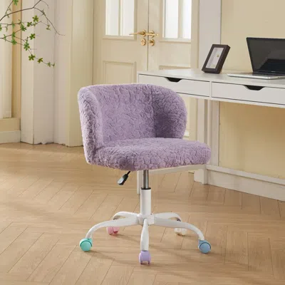 Streamdale Furniture Streamdale Violet Artificial Rabbit Hair Office Chair In Purple