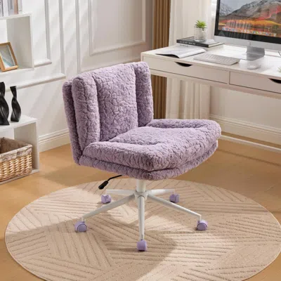 Streamdale Furniture Streamdale Violet Artificial Rabbit Hair Office Chair With Metal Base
