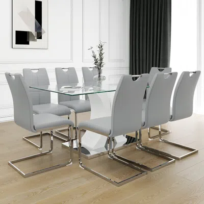 Streamdale Furniture Streamdale W210s00056 Dining Table Set With 8 Chairs In White