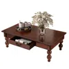 Streamdale Furniture Streamdale Walnut Coffee Table With Drawer & Wood Legs In Brown
