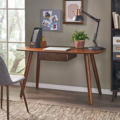 Streamdale Furniture Streamdale Walnut Desk With Drawer - Modern Home/office Furniture In Brown