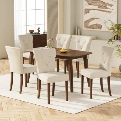 Streamdale Furniture Streamdale Walnut Dining Table With 6 Cream Chairs