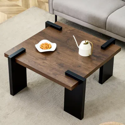 Streamdale Furniture Streamdale Walnut Mdf Coffee Table - Modern Minimalist, 31.5" Square