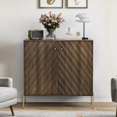 Streamdale Furniture Streamdale Walnut Mid-century Modern Sideboard Buffet In Brown