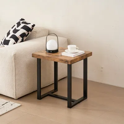 Streamdale Furniture Streamdale Walnut Night Stand, Mdf Sidetable, Small Tea Table, Sofa Table With Metal Leg