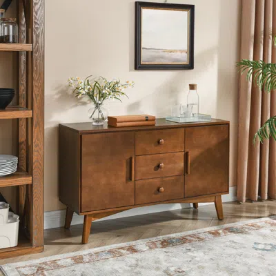 Streamdale Furniture Streamdale Walnut Sideboard Buffet Cabinet - Mid Century Modern
