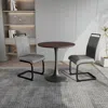 Streamdale Furniture Streamdale Walnut Tulip Dining Set With 2 Gray Pu Chairs