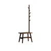 Streamdale Furniture Streamdale Walnut Wood Shoe Stool With Hanger & Cushion