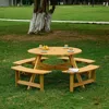 Streamdale Furniture Streamdale Waterproof Picnic Table With Umbrella And Benches In Brown