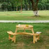 Streamdale Furniture Streamdale Waterproof Picnic Table With Umbrella Hole And Benches For 6 In Brown