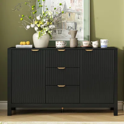 Streamdale Furniture Streamdale Wave Design Sideboard - Adjustable Shelves, Drawers, Soft-close Doors