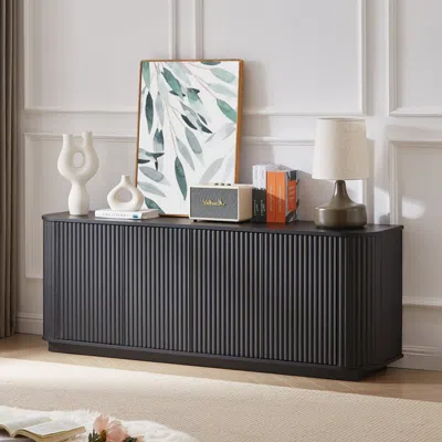 Streamdale Furniture Streamdale Wave Pattern Sideboard Cabinet (64"w X 15"d X 24"h)