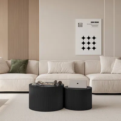 Streamdale Furniture Streamdale Wave Stripe Nesting Coffee Table Set For Living Room