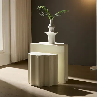 Streamdale Furniture Streamdale Wavy Edge Side Table Set - Modern End Tables For Living Room/bedroom