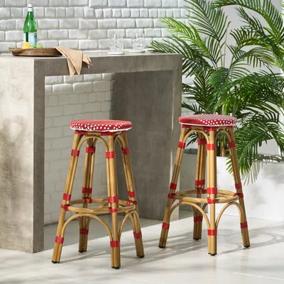 Streamdale Furniture Streamdale Weather-resistant Aluminum Circular Barstools For Outdoor Entertainment