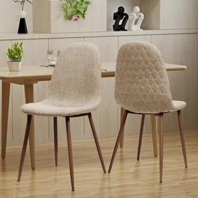 Streamdale Furniture Streamdale Wheat Fabric Dining Chairs - Set Of 2