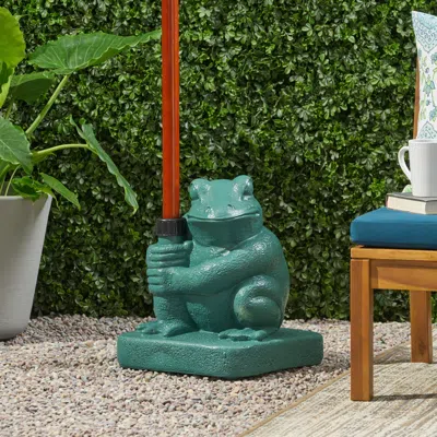 Streamdale Furniture Streamdale Whimsical Frog Umbrella Base Safe And Delightful Outdoor Shade Solution In Green