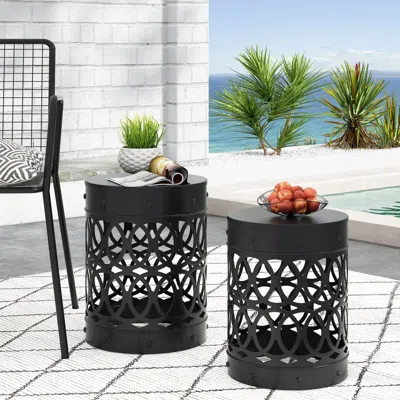Streamdale Furniture Streamdale Whimsical Garden Table Hand-painted, Versatile, Rust-resistant In Black