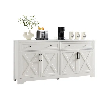 Streamdale Furniture Streamdale White 61" Tv Cabinet With Storage - Living Room/bedroom