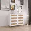 Streamdale Furniture Streamdale White 8-drawer Dresser With Rattan Faces, Gold Accents In White
