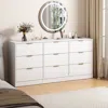 Streamdale Furniture Streamdale White 9 Drawer Dresser, 63" Large Chest Of Drawers In White