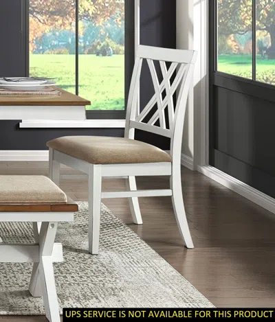Streamdale Furniture Streamdale White And Oak Finish Side Chairs 2 Piece Set