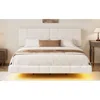 Streamdale Furniture Streamdale White Boucle Floating Bed With Light,king In White