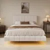 Streamdale Furniture Streamdale White Boucle Floating Bed With Light,queen In White