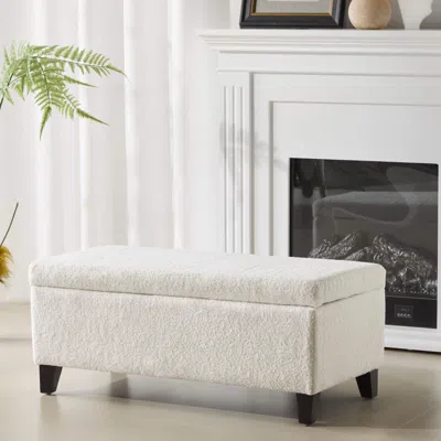 Streamdale Furniture Streamdale White Boucle Storage Ottoman
