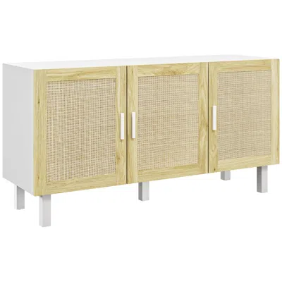 Streamdale Furniture Streamdale White Buffet Cabinet With Rattan Doors And Shelves