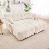 Streamdale Furniture Streamdale White Chenille 2-seater Sofa Set With Ottomans & Pillows