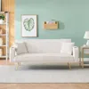 Streamdale Furniture Streamdale White Corduroy Sofa With Pillows - Minimalist Design