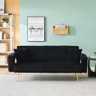 Streamdale Furniture Streamdale White Corduroy Sofa With Pillows - Minimalist Living Room/study