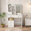 Streamdale Furniture Streamdale White Dressing Table With Led Light & Hidden Mirror