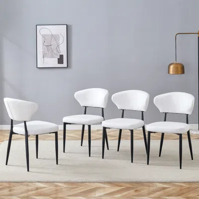 Streamdale Furniture Streamdale White Ergonomic Dining Chair (set Of 4) - Minimalist Design