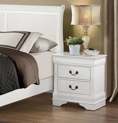 Streamdale Furniture Streamdale White Finish Antique Nightstand With Drawers