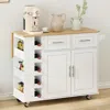 Streamdale Furniture Streamdale White Kitchen Island Cart With Storage And Foldable Table